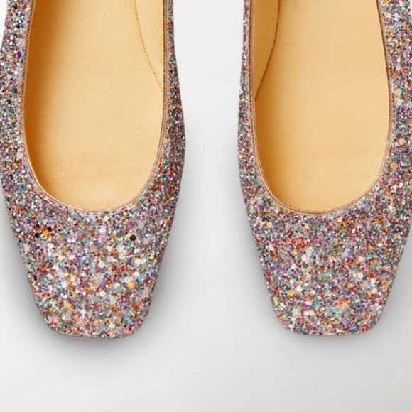 Jimmy Choo Shoes - Jimmy Choo Multicolor Glitter Square-Toe Flats